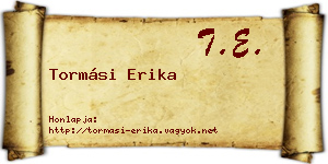 Tormási Erika névjegykártya